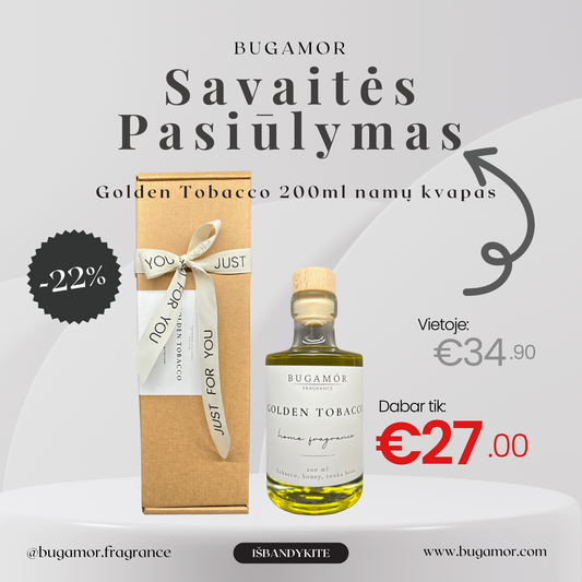 Savaitės pasiūlymas: Namų kvapas ,,Golden Tobacco“ 200ml